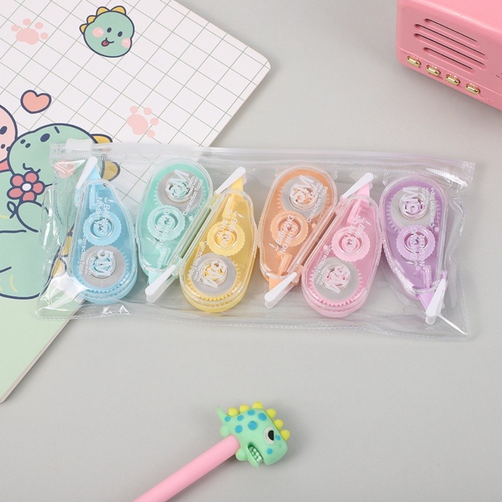 6Pcs/set Bagged Macaron Correc - Correction Tape Roller ulasan dan harga