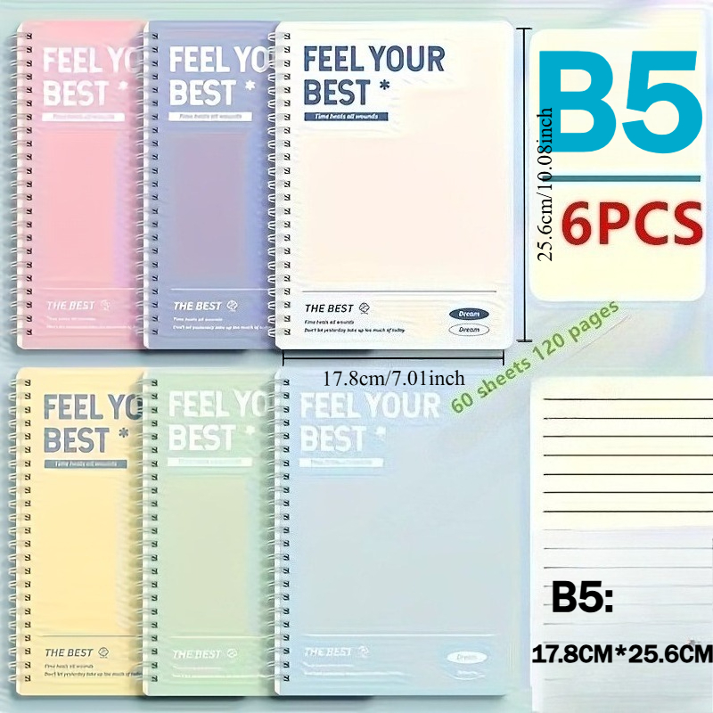 6pcs Spiral Notebook, Simple A - Graph Paper Pad ulasan dan harga