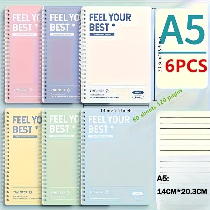 6pcs Spiral Notebook, Simple A - Graph Paper Pad ulasan dan harga