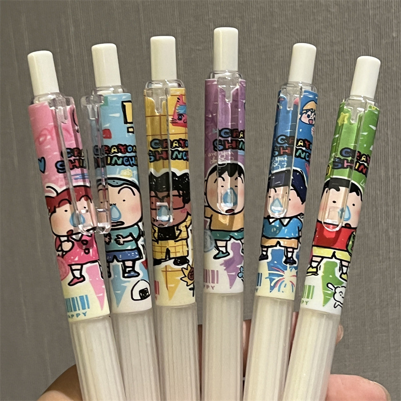 6pcs Crayon Shin-chan Student  - Gel Ink Pen Set ulasan dan harga