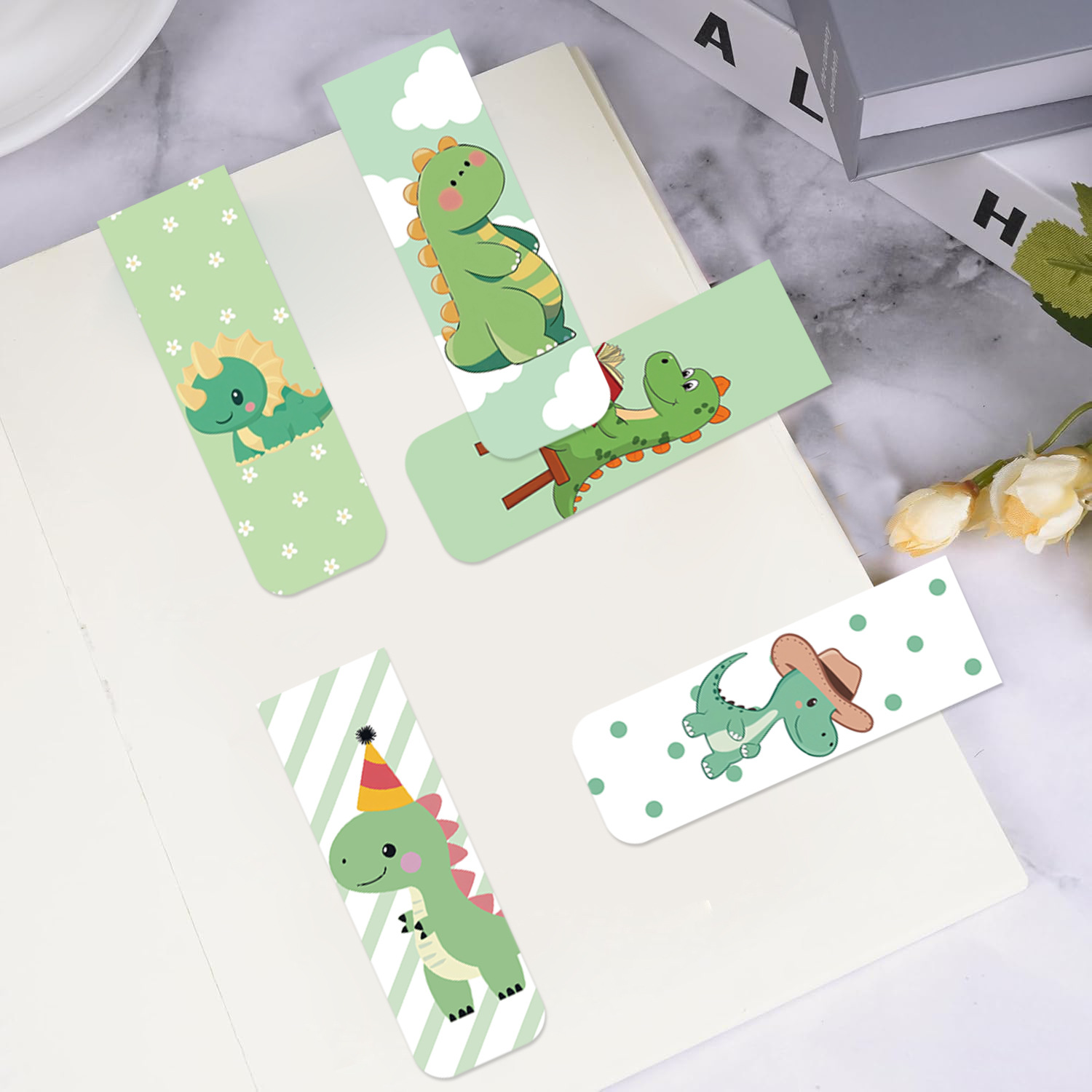 5Pcs/Set Cute Cartoon Dinosaur - Bookmark Magnetic Clip ulasan dan harga